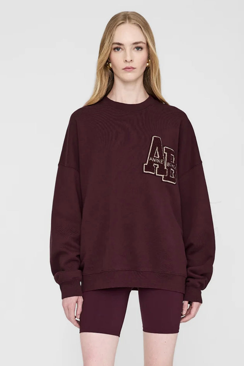 Anine Bing - Miles Oversized Sweatshirt Letterman dark burgundy