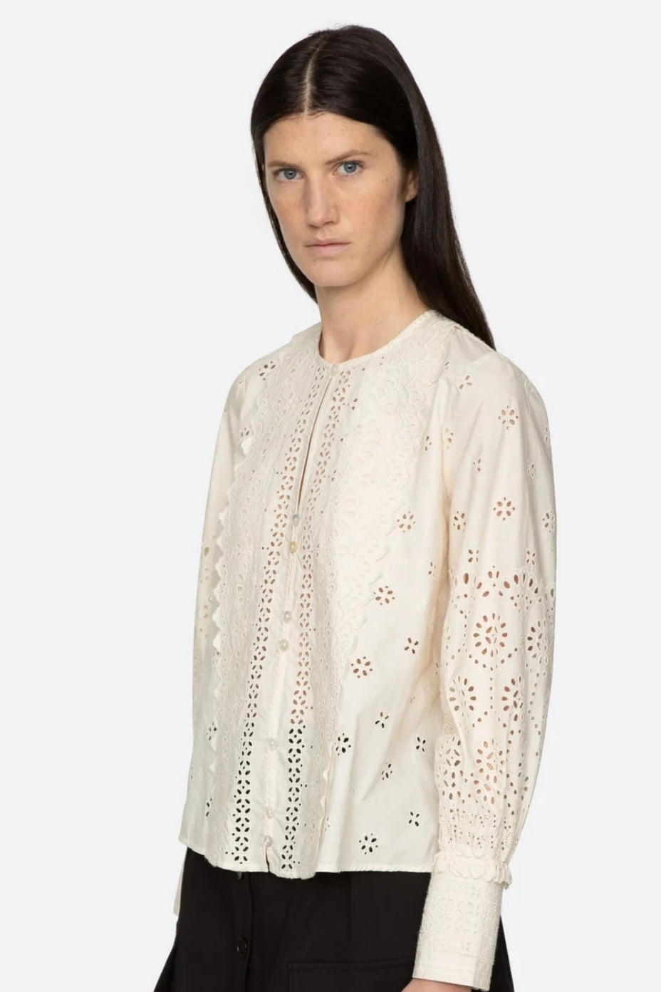 Sea NY -  Lainey Embroidery l/slv button down top