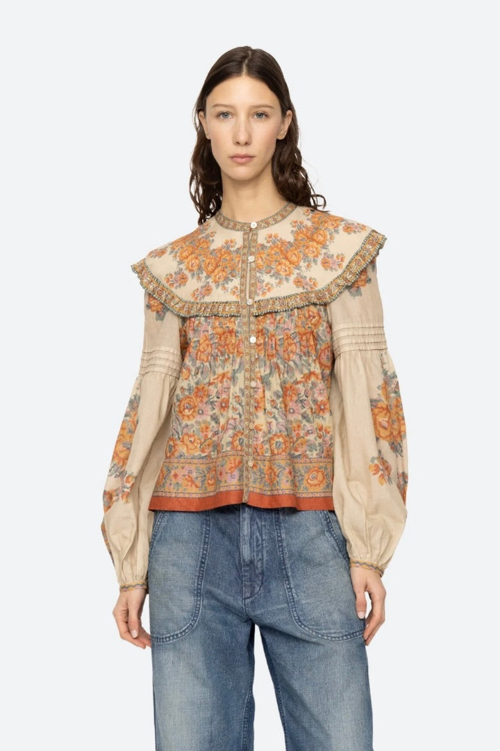 Sea NY -  Fiorella Border Print  l/slv top