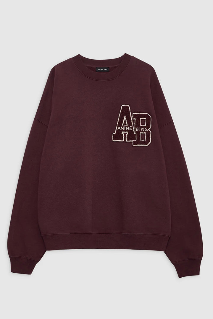 Anine Bing - Miles Oversized Sweatshirt Letterman dark burgundy