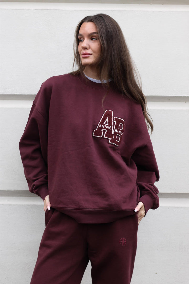 Anine Bing - Miles Oversized Sweatshirt Letterman dark burgundy