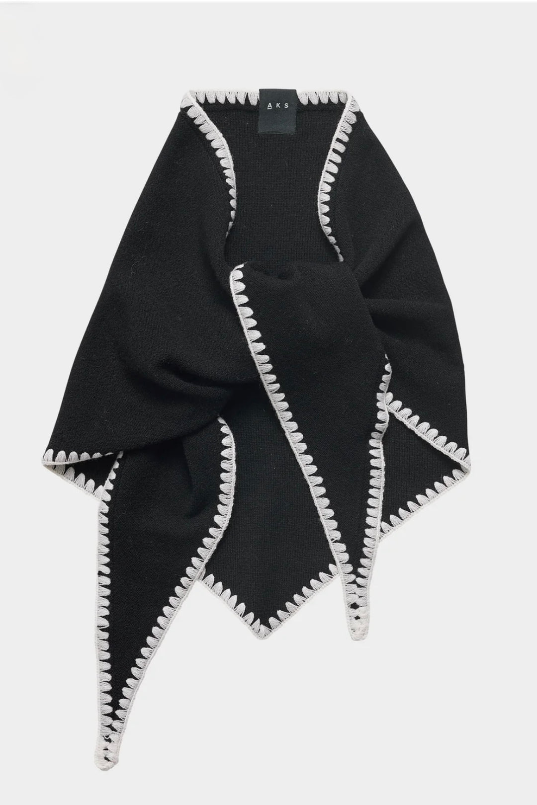 Christian AKS - Mina Stitched Merino Scarf - Black