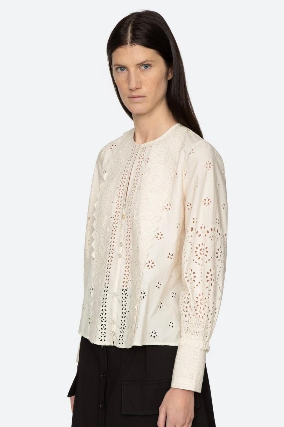 Sea NY -  Lainey Embroidery l/slv button down top