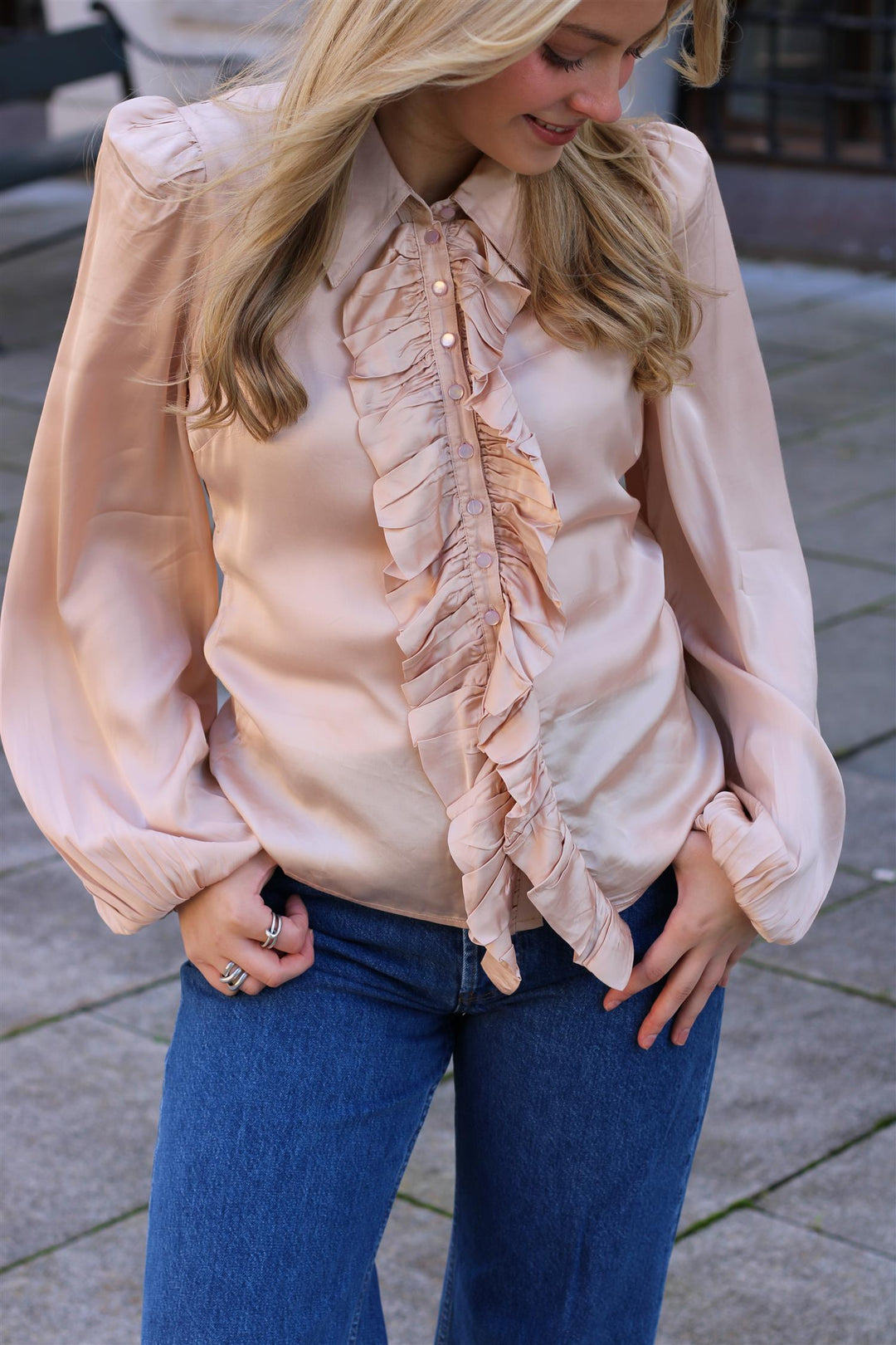 ByTimo - Crepe Satin Ruffle Blouse