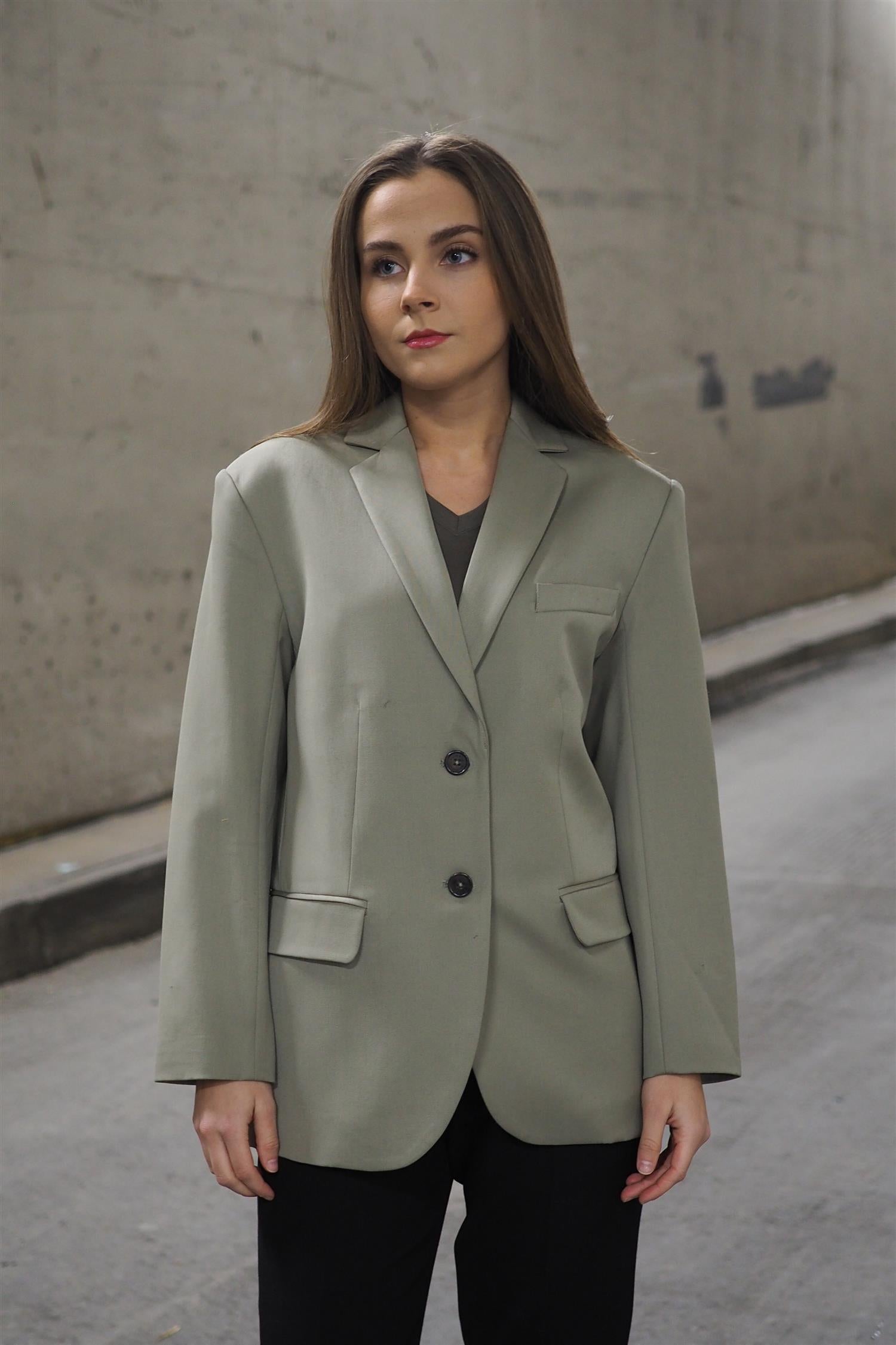 Anine Bing Quinn Blazer in Green Khaki Kiman Woman